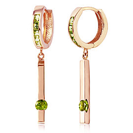 14K Solid Rose Gold Huggie Earrings with Dangling Peridots