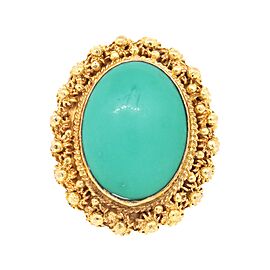 Turquoise Oval 14k Yellow Gold Ring