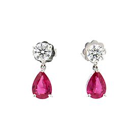 Asprey London Pear Shaped Ruby and Diamond Drop Earrings
