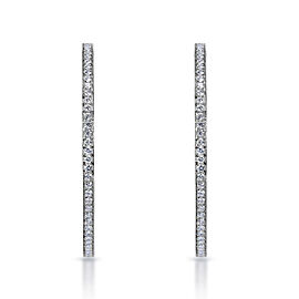 True 2 Carats Round Brilliant Diamond Hoop Earrings in 14k White Gold
