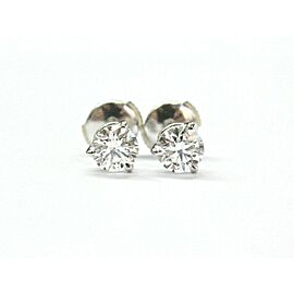 Round Diamond Stud Earrings Three Prong 18Kt White Gold 1.42CT GIA F-VS1