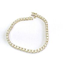 Round Cut Diamond Tennis Bracelet 4-Prong SOLID Yellow Gold 4.09Ct 7" G-VS2