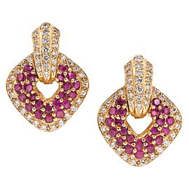 Ruby and Diamond Ear Clips