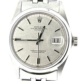 Mens Rolex Stainless Steel Datejust Silver Linen 1601/1603
