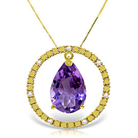 6.6 CTW 14K Solid Gold Diamond Amethyst Circle Of Love Necklace