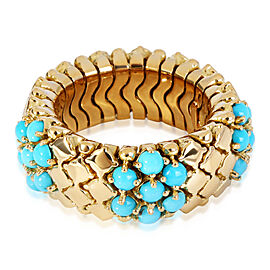 Micheletto Flexible Ring with 3 Turquoise Flower Stations in 18K YG