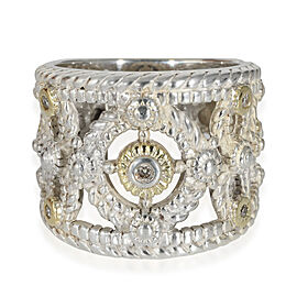 Judith Ripka Cigar Band Ring in 18k Yellow Gold/Sterling Silver
