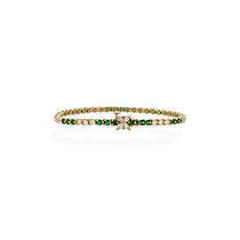 Tiffany & Co. 18K Yellow Gold Diamond and Emerald Tennis Bracelet