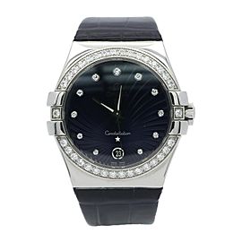 Ladies Omega Constellation Watch w/ Diamond Bezel and Dark Purple Dial
