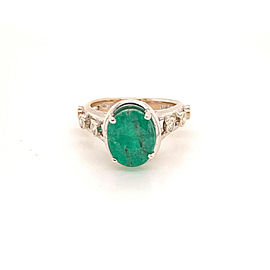 Emerald Diamond Statement Ring 4.05 TCW 14k Gold Women Certified $3,950 913623
