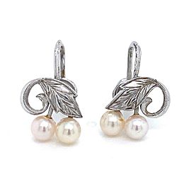 Mikimoto Estate Akoya Pearl Clip On Earrings Sterling Silver 4.94 mm M171