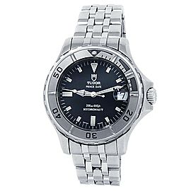Tudor Prince Date Hydronaut Stainless Steel Automatic Black Men's Watch 85190