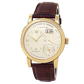 A.Lange & Sohne Lange 1 18k Yellow Gold Leather Manual Silver Mens Watch