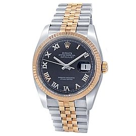Rolex Datejust 18k Rose Gold Stainless Steel Jubilee Black Men's Watch