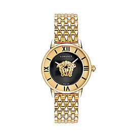 La Medusa 38MM Yellow Gold Case Black Enamel Dial Womens Watch