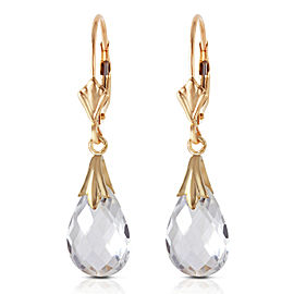 6 CTW 14K Solid Bright Moon White Topaz Earrings