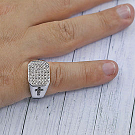 White Gold Mens ring features approximately 1.00ct of pave Round cut Diamonds