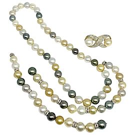 Diamond South Sea Pearl Necklace 14k Gold 12.8 mm 34" Certified $24,550 911804