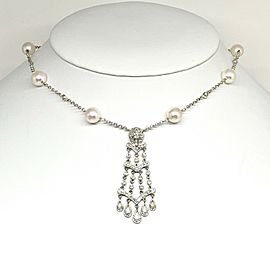 Akoya Pearl Diamond Necklace 14k Gold 8 mm 23.25" Women