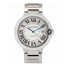 CARTIER BALLON BLEU 42MM WATCH W69012Z4 WHITE DIAL WITH STAINLESS STEEL BRACELET