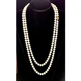 Akoya Pearl Necklace 14k Gold 54" 8.5 mm 123.57 Grams Certified