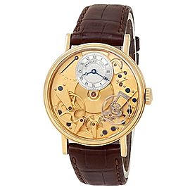 Breguet Tradition 18k Yellow Gold Brown Leather Silver Men's Watch 7027BA/11/9V6