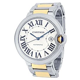 Cartier Ballon Bleu Stainless Steel 18k Yellow Gold Silver Men's Watch
