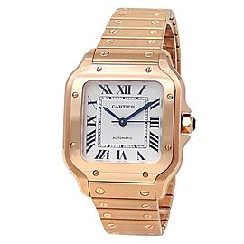 Cartier Santos de Cartier 18k Rose Gold Automatic Silver Midsize Watch
