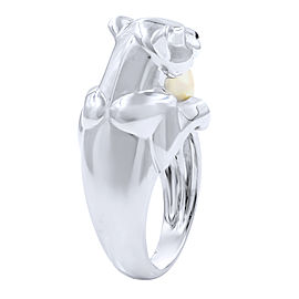 Cartier 18K White Gold Cultured Pearl, Diamond Ring
