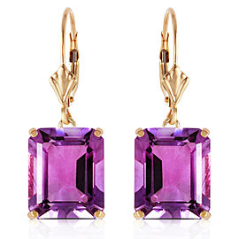 13 CTW 14K Solid Gold Leverback Earrings Amethyst