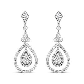 18K White Gold 1 1/4 Cttw Round Diamond Openwork Teardrop-Shaped Dangle Earrings (F-G Color, VS1-VS2 Clarity)