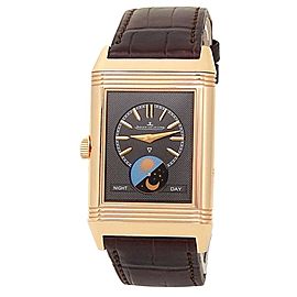 Jaeger-LeCoultre Reverso Tribute Calendar 18k Rose Gold Silver Watch