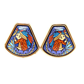 Hermes Enamel And Gold Metal Earring