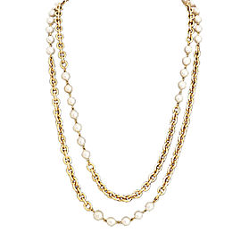 Chanel Metal Simulated Glass Pearl Necklace
