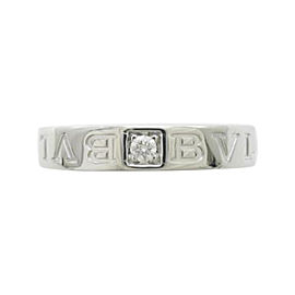 Bulgari 18K White Gold Double Logo Ring