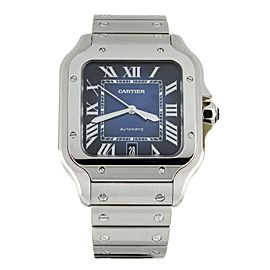 Cartier Santos Blue Dial Stainless Steel on Bracelet 39mm WSSA0030 Full Set
