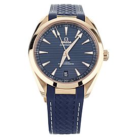 Omega Aqua Terra Blue Dial Rose Gold Time Date 41mm 220.52.41.21.03.001 full set