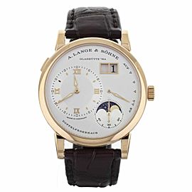 A.Lange & Sohne Lange 1 Moonphase Rose Gold Silver Dial 38.5mm Full Set
