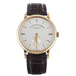 A. Lange & Sohne Saxonia Rose Gold Silver Alligator 35mm New Old Stock
