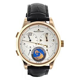 Jaeger LeCoultre Duometre Unique Travel Time Rose Gold Silver Dial