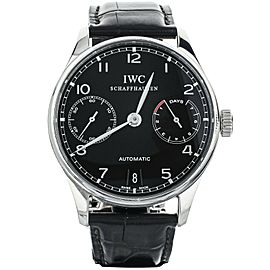 IWC Portugieser Black Dial Stainless Steel 7 day Power Reserve 42mm IW500703