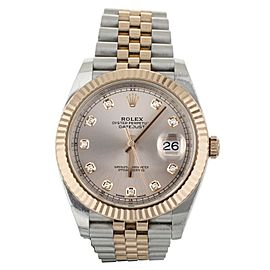 Rolex Datejust 41 Stainless Steel Rose Gold Fluted Jubliee Diamond Dial