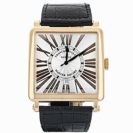 Franck Muller Master Square Rose Gold Silver Dial Alligator 42mm