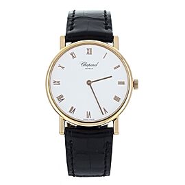 Chopard Yellow Gold White Dial Manual Wind Alligator Strap 35mm ref: 987