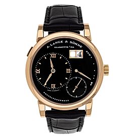 A. Lange & Sohne Lange 1 Rose Gold Black Dial Alligator Strap