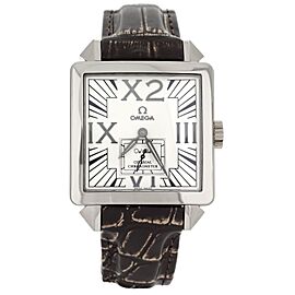 Omega De Ville X2 Small Second White Dial White Gold Alligator