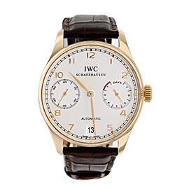 IWC Portugieser 7 Day Automatic Rose Gold Silver Dial Deployant Watch