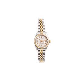 Rolex Datejust Yellow Gold And Stainless Steel with Ivory Pyramid Roman Dial 26mm Womens Watch