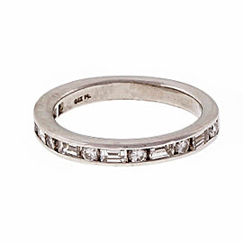 Platinum Round Baguette Diamond Channel Ring Size 6