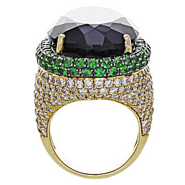 18K Yellow Gold Citrine, Diamond, Tsavorite Ring Size 7.5